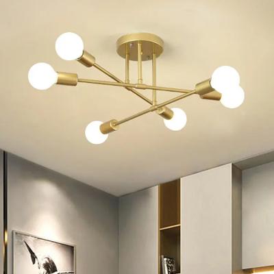 China Modern Indoor Lighting 6 Head Ceiling Lamp Restaurant Hotel Home LED Living Room Industrial Pendant Light for sale