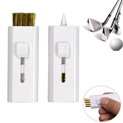 China Golf Club Cleaner Brush Golf Club Brushes Pocket Retractable Golf Cleaning Tool Double Side Cleaner with Wire Bristle for sale