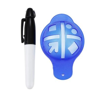 China Golf ball marker Golf Ball Linear Marker Template Swing Drawing Alignment Tool Blue  blank golf ball marker with pen for sale