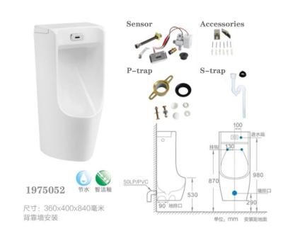 China Ceramic Sensor Urinal 1795052 Wall Hung Urinal WC Toilet For Top Men Bathroom Wall Mounted Male Urinal With Wash Basin for sale