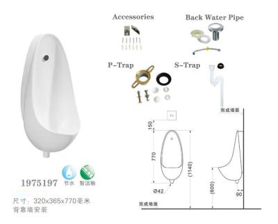 China Sensor Urinal 1795199 Structure Include Self Flushing Sensor White Modern Wall Mounted Urinal for sale