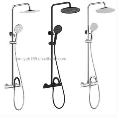 China With Modern Slide Bar Design Shower Set Gold With Rainfall Shower Head Brushed Gold Shower Mixer Set For Bathroom for sale