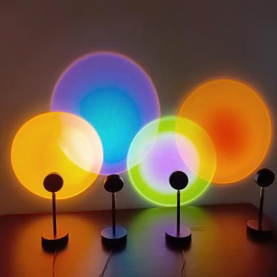 China Button Bedroom USB RGB Sunset Lamp Sun Rainbow Sunset Projector Lamp Night Light (Customizable Dimming) Led Sunset Projection Lamp sun for home decoration for sale