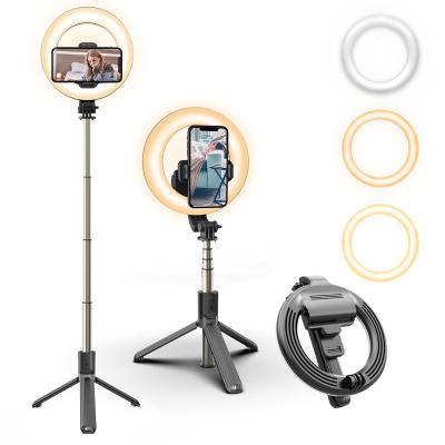 China Element L07 Portable Portable Battery Phone Selfie Live Camera Fill Ring Light Tripod Remote Foldable Selfie Stick for sale