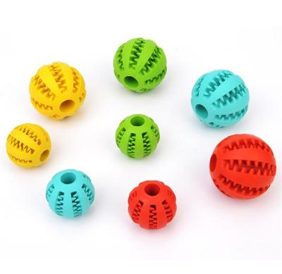 China Pet Tumbler Ball Cats Dogs Stocked Chew Toys Watermelon Rubber Ball Eating Sports Food Balls Dispensing Dog Food Toy for sale