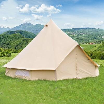 China Tube Type Tent Stake Outdoor Camping Glamping Pyramid Bell Cotton Waterproof Canvas 6M Family Indian Style Wedding Tents for sale