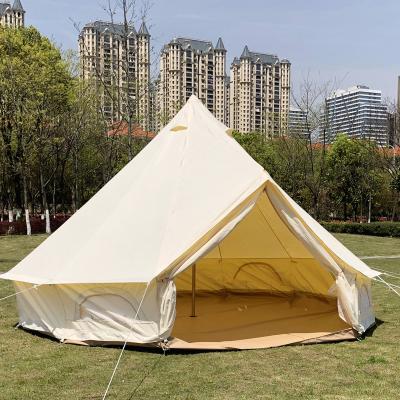 China Tube Type Tent Stake Outdoor Modern Pagoda Yurt Bell Luxury 4M Oxford Canvas Teepee Tent For Camping for sale