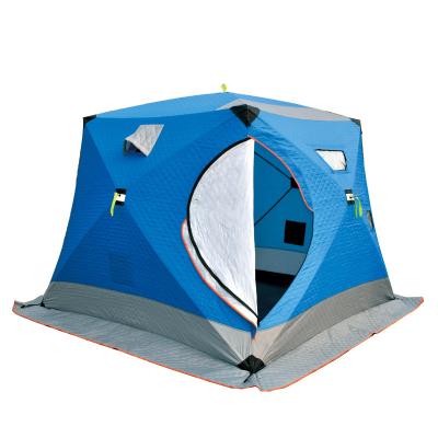 China Winter Hiking Camping Ice Fishing Large Space Customized Portable Triple Layers Cotton Insulated Snowproof Winter Hiking Sauna Ice Fish Tent for sale