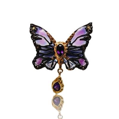 China 925 silver 2023 Hot Sale Exquisite Luxury Amethyst Butterfly Lady ring for sale