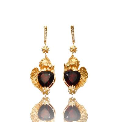 China Silver 2023 Hot Sale Exquisite Fashion 925 Silver Jewelry Angel Garnet lady Earrings for sale