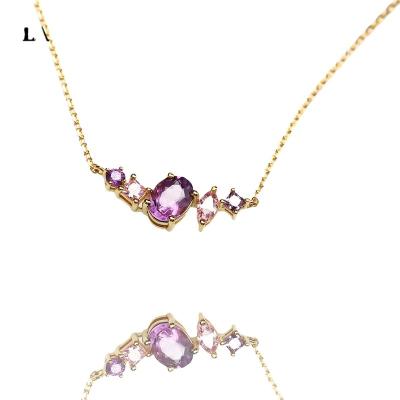 China Silver 23 hot sale minimalist design 925 silver amethyst women's necklace for sale