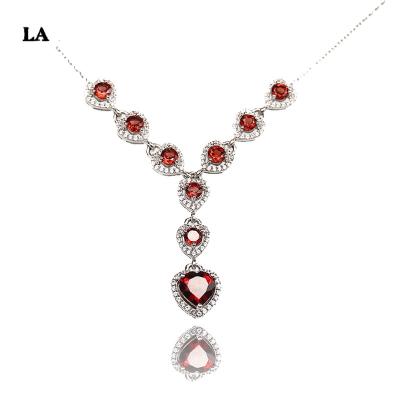 China Silver New Vintage Jewelry Red Ruby Jewelry Bridal Party Jewelry  Women'S 925 Silver Necklace for sale