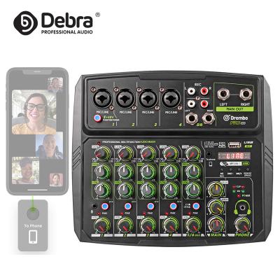 China Debra Audio FR6GO DJ Console Audio Mixer with BT5.0, USB for Smartphone Live Broadcast Interface for Singing Stream FR6 Podcast GO for sale