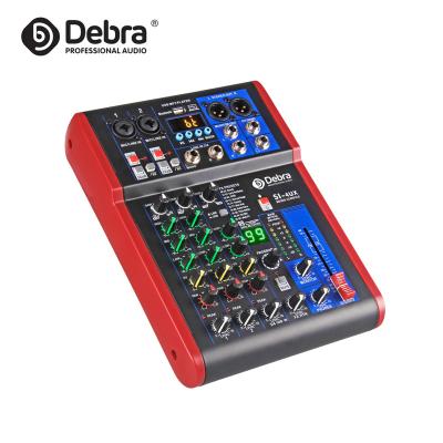 China Debra Audio 4Channel 99DSP Reverb Effect Mixer DJ Console with BT5.0 MP3 48V Phantom Power Supply for Stage PC Recording Karaoke SI-4UX for sale