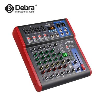 China Debra Audio 6Channel 99DSP Effect Reverb Mixer DJ Console with BT5.0 MP3 48V Phantom Power Supply for Stage PC Recording Karaoke SI-6UX for sale