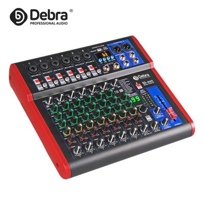 China Debra Audio 8Channel 99DSP Effect Mixer DJ Console with BT5.0 MP3 48V Phantom Power Supply for Stage PC Recording Karaoke SI-8UX for sale