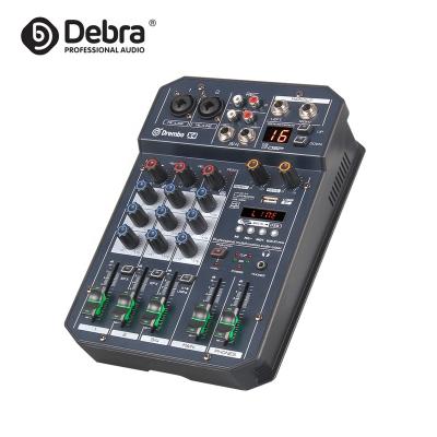 China Debra Audio X4 4Channel Mini DJ Digital Audio Mixer with BT4.2 16DSP Fader Reverb Effect 48V for PC Recording Band Mixing X4 for sale