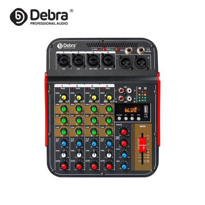 China Debra Audio Portable 6Channel DJ Console Portable Audio Mixer with BT Reverb 48V Effect for PC Recording Karaoke Band Mixing DM-4 for sale