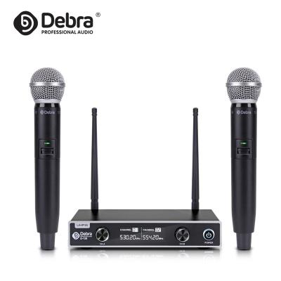 China Dual MIC Handheld Metal Debra Audio D-120 Microphone UHF Microphone OEM Wireless System for KTV Church Speech Meeting Karaoke for sale