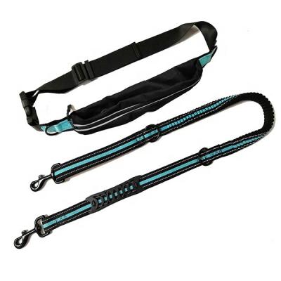 China Durable Strong Nylon Thoughtful Custom Printed Hands Free Running Dog Leash With Waist Bag for sale