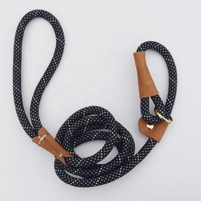 China Viable Custom Logo Printed Best Nylon Rope Climbing Braided Slip Lead Dog Collar Jogging Leash for sale