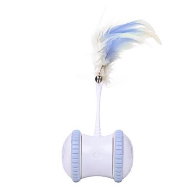 China Newest Funny Funny USB Charging Electric Automatic Rolling Supplies Cat Toys Cat Feather Interactive Pet Toy for sale