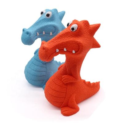 China Sustainable Popular Goods Natural Rubber Dog Bite Toys Squeek Dinosaur Indestructible Toys For Aggressive Dog Chewer for sale