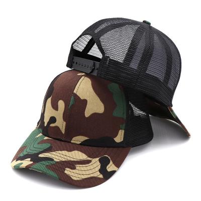 China 6 Panel Camouflage Baseball Caps Wholesale High Quality COMMON Men's Mesh Trucker Baseball Cap Custom for sale