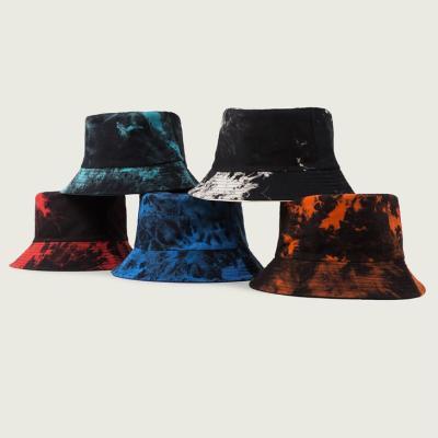 China New Fashion High Street Street Style Tie Dye Cotton Bucket Hat Mens Reversible Bucket Hat Custom Logo for sale