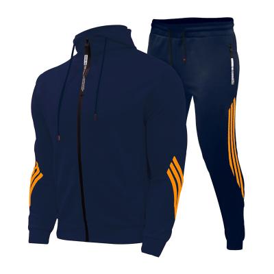 China Breathable men winter sweat suit 2 piece zipper sweatsuit custom logo jogger suit for sale