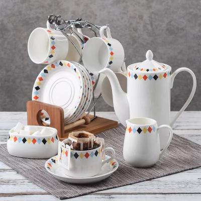 China Middle East style viable large capacity coffee teapot, custom made under luster porcelain tea set for promotion for sale