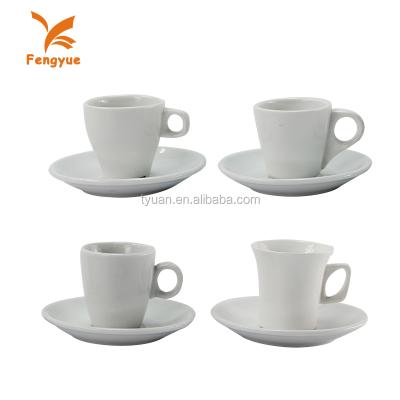 China 180ml Disposable White Custom Bulk Porcelain Tea Cups And Saucers For Logo Printed for sale