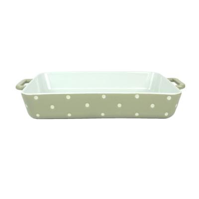 China Sustainable Wholesale Ceramic Bakeware Sets Rectangular Baking Pans With Double Handle Cookware Sets for sale