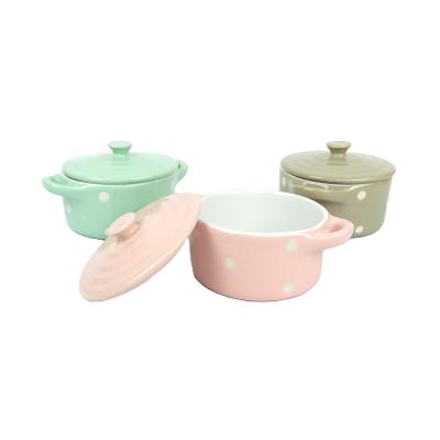 China Sustainable Small Dish Stoneware Baking Ceramic Bakeware Set With Lid For Oven for sale