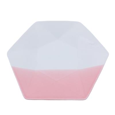 China Euro 10.5 Hexagonal Modern Cake Bulk Dish Customized Glazed Ceramic Dinner Dish Viable Shape Italiano Dinner Dish for sale