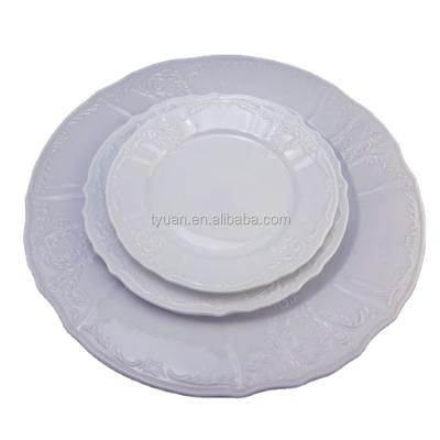 China Sustainable Porcelain Round Emboss Art Wedding Plates Plates for sale