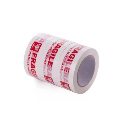 China Waterproof Adhesive Fragile Tape Packing White Red With Print Logo Handle Carefully for sale