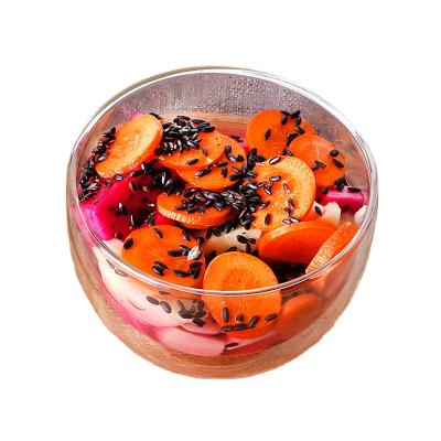 China Kitchen Double Wall Glass Fruit Sugar Salad Bowl Viable Containers for sale