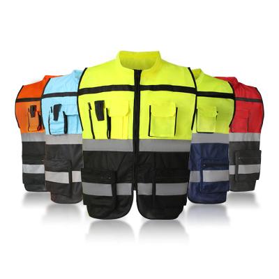 China High Visibility Motorcycle Reflective Executive Vest Reflective Reflective Vest/Construction Safety Jacket With Tape Manufacturer for sale