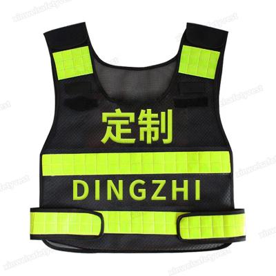 China Double Waist Hi-Force High Reflective Adjustable Safety Black Reflective Vest Antifreeze Safety Reflective Apparel With Stick Print Logo for sale