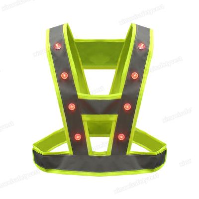 China Water Proof V Type LED Antifreeze Vest Hot Selling Light Models LED Safety Working Flashing LED Reflective Vest Reflective Clothing for sale