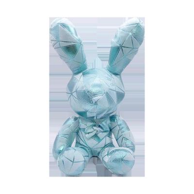 China Custom Design Cute Blue Bunny Rabbit Plush Toys 3D Plush Big Ears Plush Toys for sale