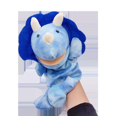 China Lovely Blue Stuffed Animal Dinosaur Hand Puppet Stuffed Animal Toys For Adult Babies With Cheap Factory Price for sale