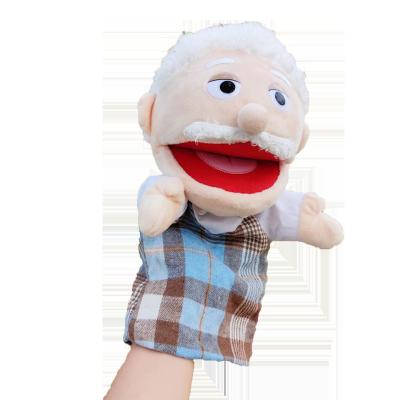 China Plush Family Stuffed Puppet Half Hand Soft Doll Body Stuffed Toy Grandpa Puppet Toys For Sale for sale