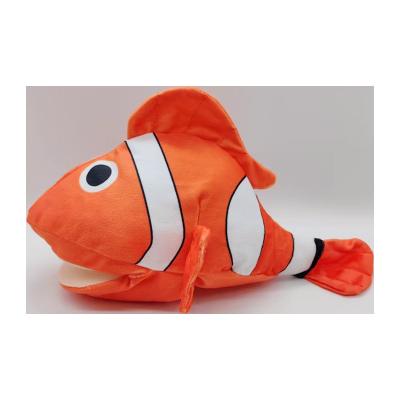 China Custom Stuffed Hand Puppet Stuffed Fish Plush Ocean Puppet Toys Orange Doll Puppet for sale