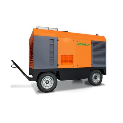 China DENAIR Lubricated Mobile Air Compressor 750 CFM 16 Diesel Bar for sale