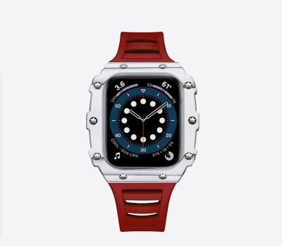 China Fashion/Luxury/High-end Factory/New Products Carbon Fiber Case Source For Apple Smart Watch Series 7 Carbon Fiber Case Silicone Strap Various Color Patterns for sale