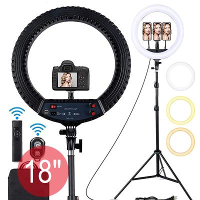 China Kaliou 360 Degree Dimmable LED Factory Direct Video Ringlight Selfie Ring Circle Makeup Lamp 45cm 18inch Ring Light with Tripod Stand for sale