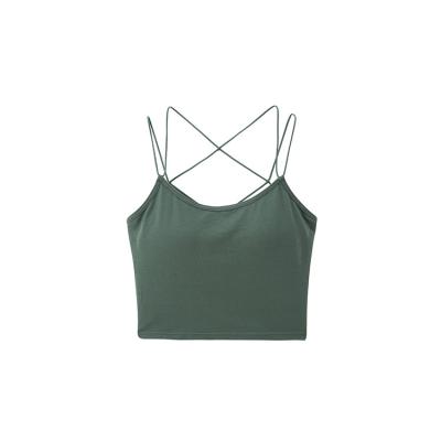 China Breathable Casual V-Neck Solid Color Camisole Ladies Sleeveless Vest Underwear for sale