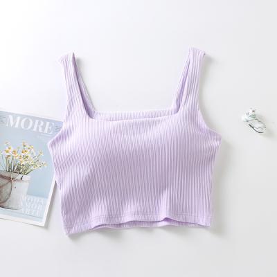 China Manufacturer Direct Sales Square Breathable Vest With Bra Padded Camisole Comfortable Lingerie Hot Camisole for sale